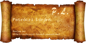 Petróczi Lóránt névjegykártya